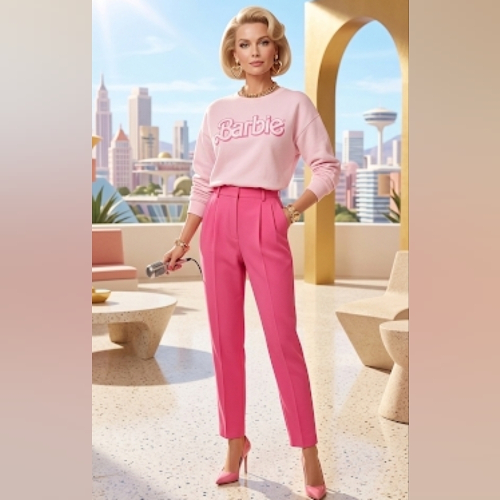 Barbie Light Pink Crew Neck Sweater Size Medium